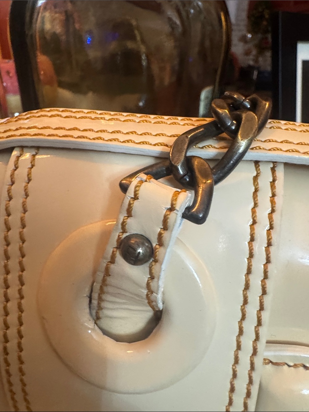 Authentic Vintage Fendi Cream Patent Leather Satchel - Women’s Bag - Picture 12 of 14